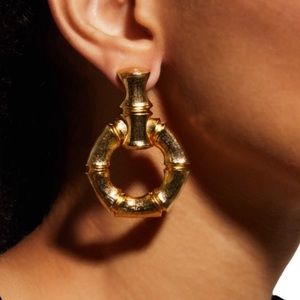 BEN AMUN 24 KARAT GOLD PLATED BAMBOO EARRINGS